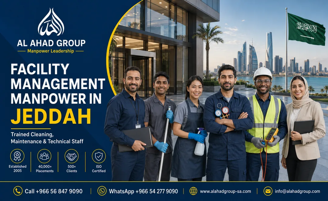 Facility management hiring support in Jeddah for cleaning teams, maintenance workers and technical support staff.